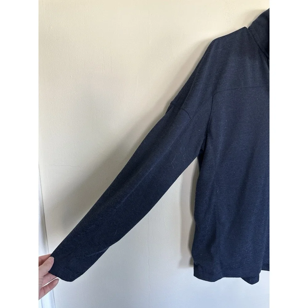 Eddie Bauer MEDIUM Mens 1/4 Zip Pullover Fleece Heather Navy Blue Outdoor Layers